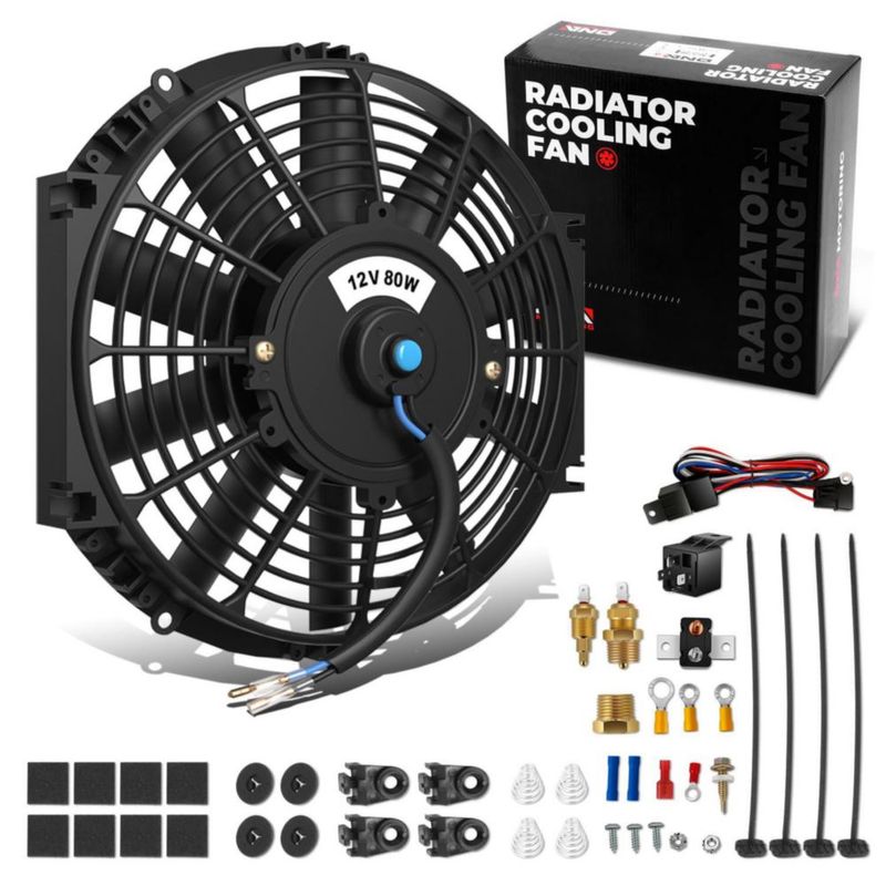 Ventilador de Radiador DNA MOTORING 25 cm Delgado Kit 12 V