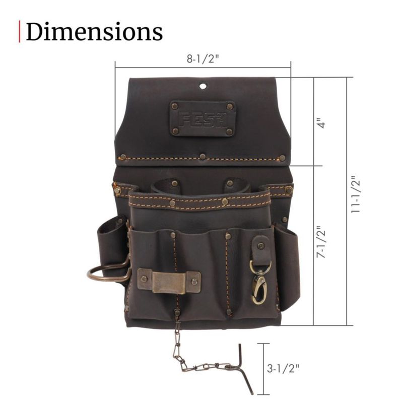 FESA Bolsa de Herramientas de Cuero 33 cm 13‑en‑1 para Electricista con Lazo para Martillo