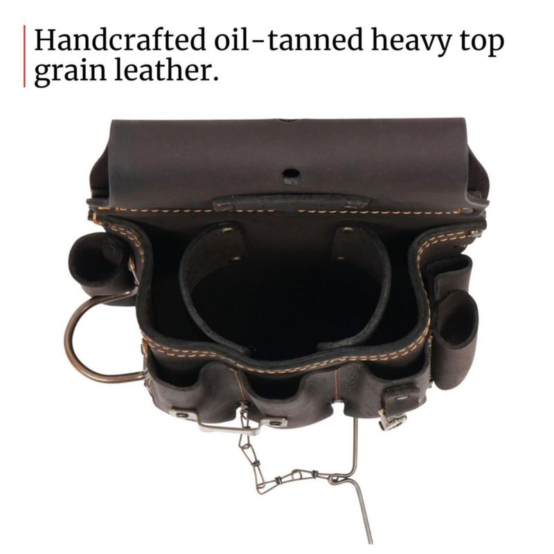 FESA Bolsa de Herramientas de Cuero 33 cm 13‑en‑1 para Electricista con Lazo para Martillo