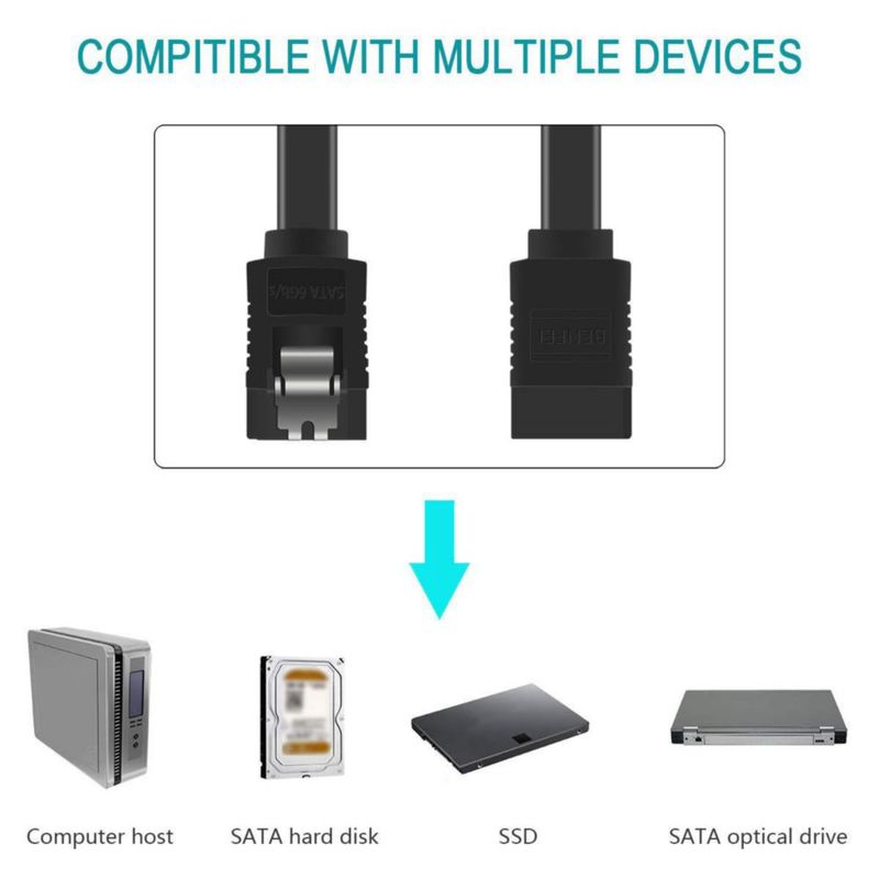 Cable SATA BENFEI 6 Gbps 46 cm con pestillo – Negro