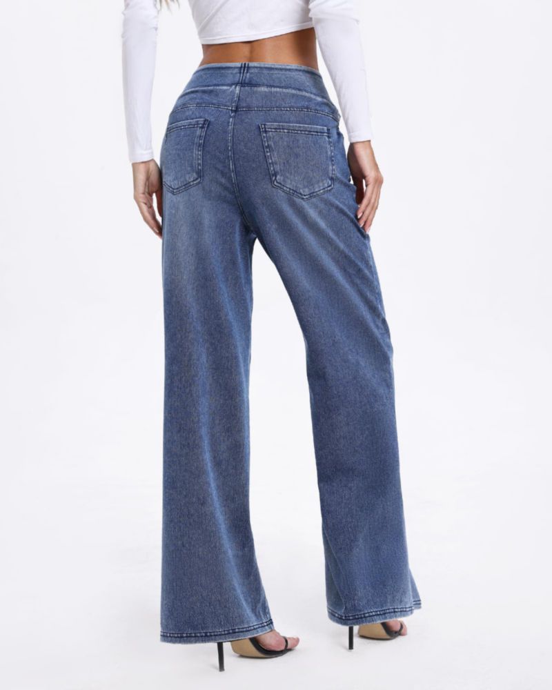 Jeans TONIRY de pierna ancha cintura alta stretch azul 74 cm (29")