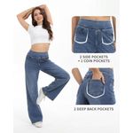 Jeans TONIRY de pierna ancha cintura alta stretch azul 74 cm (29")