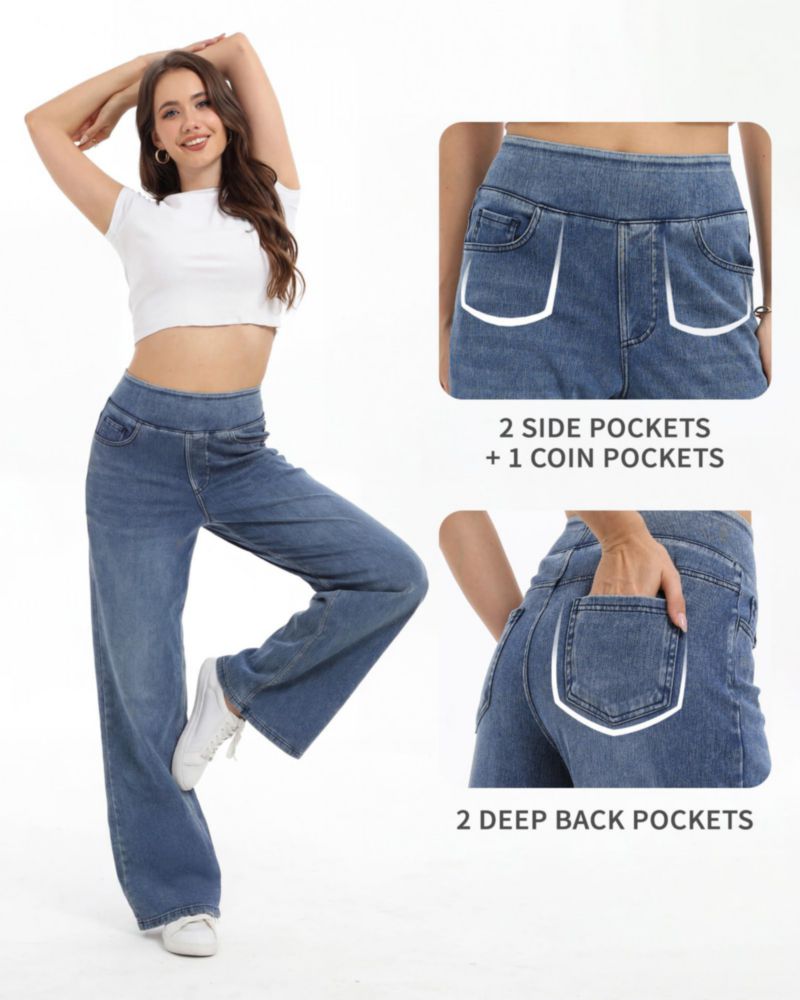 Jeans TONIRY de pierna ancha cintura alta stretch azul 74 cm (29")
