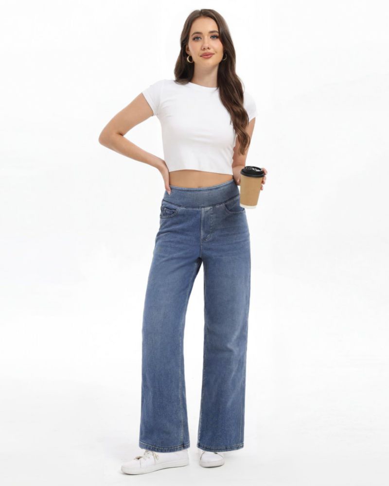 Jeans TONIRY de pierna ancha cintura alta stretch azul 74 cm (29")