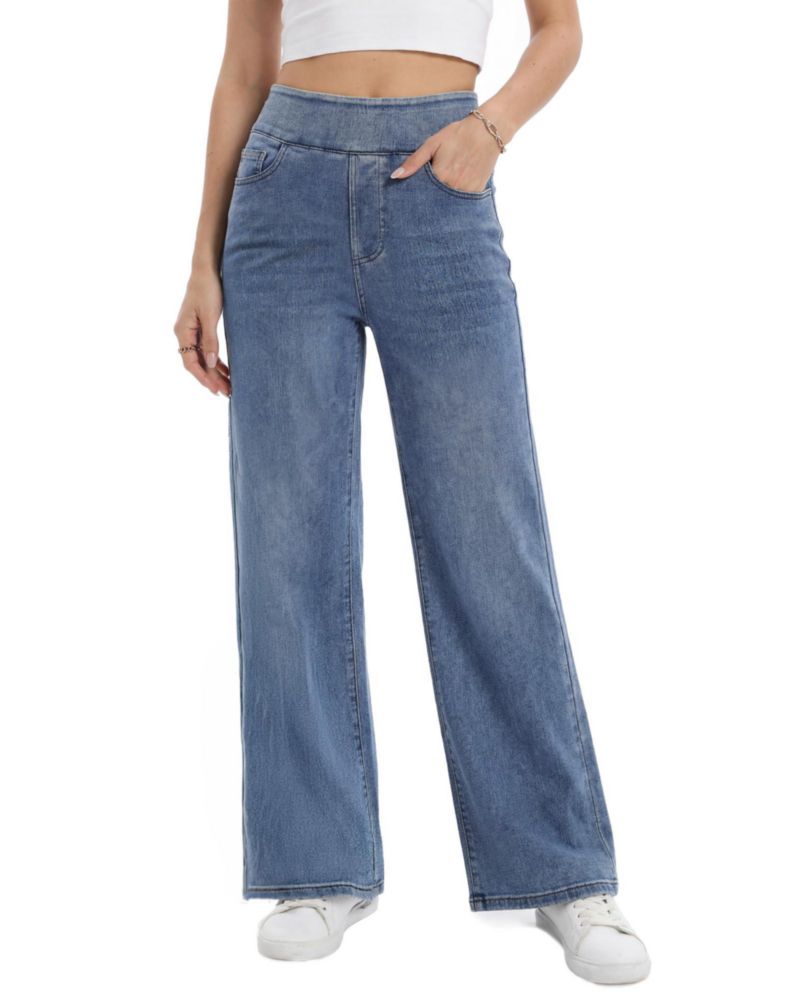 Jeans TONIRY de pierna ancha cintura alta stretch azul 74 cm (29")