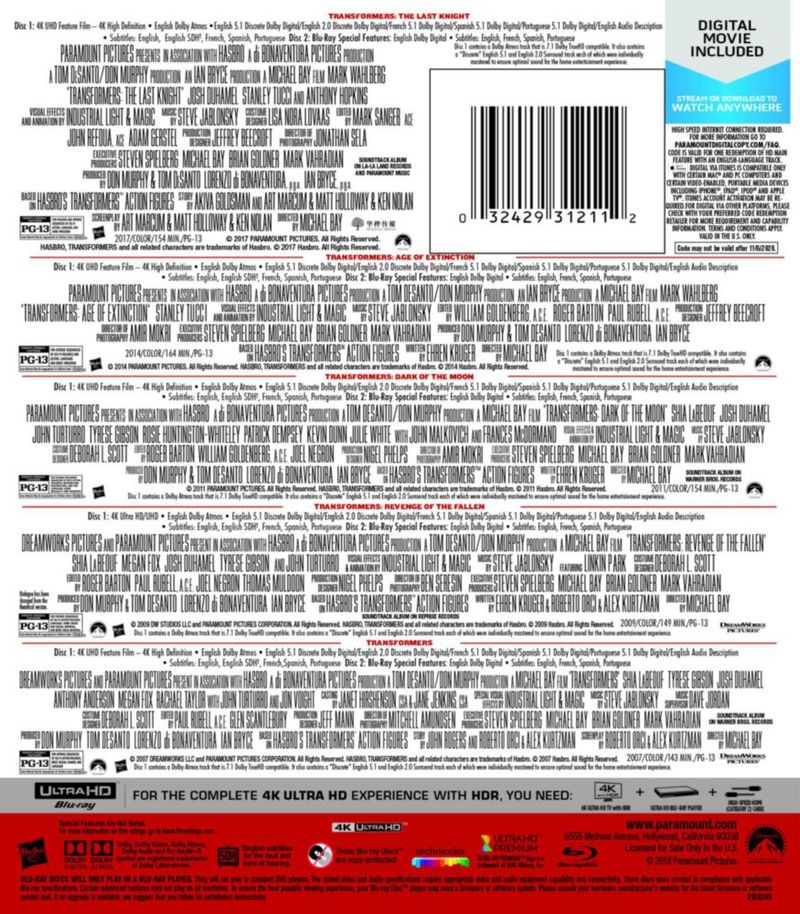 Colección de Películas Paramount 4K Ultra HD + Digital