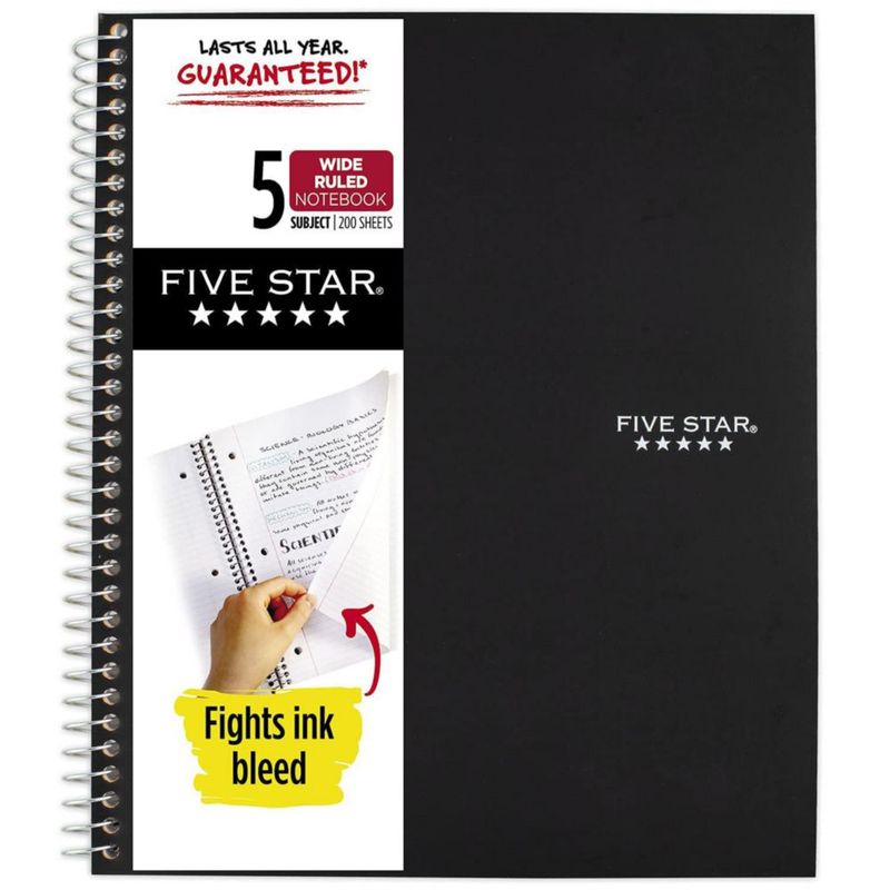 Cuaderno de espiral Five Star 5 materias 20x25 cm 200 hojas