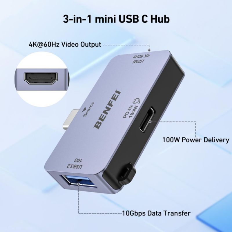 USB‑C a HDMI BENFEI 4K @ 60 Hz 100 W PD 10 Gbps