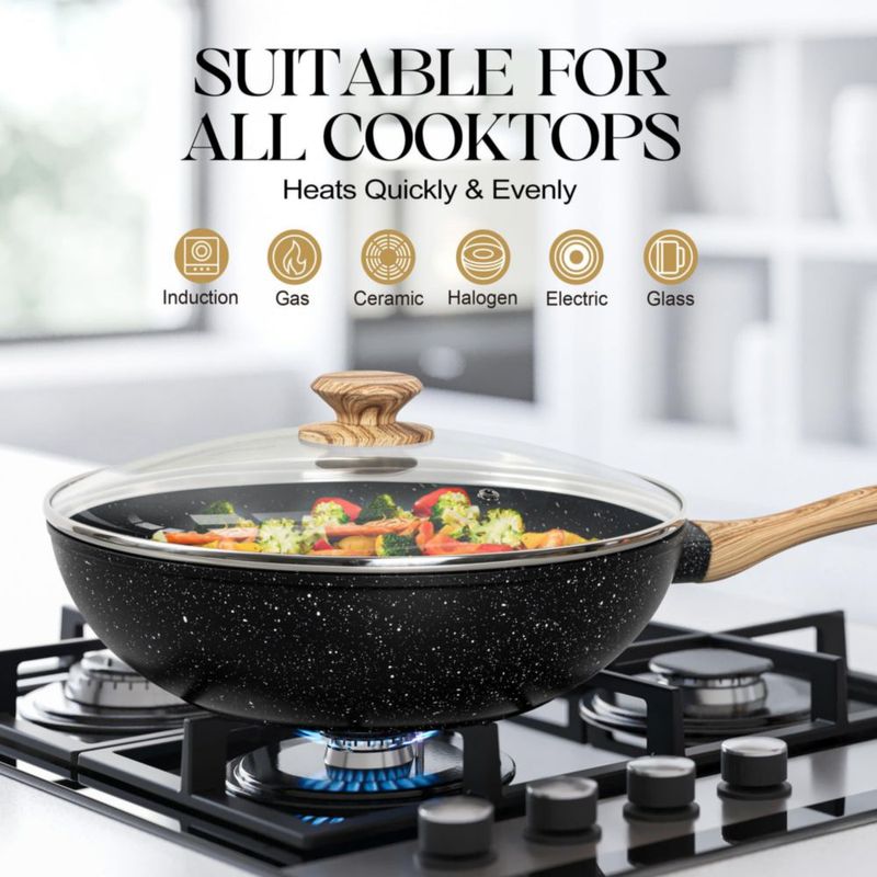 Set de wok MICHELANGELO de 30 cm antiadherente con tapa y cesta