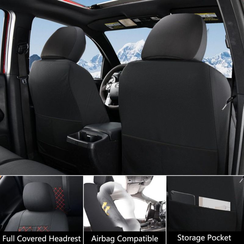 Fundas de asiento Truckiipa para Toyota Tacoma 2005‑2015 impermeables juego de 2 negro y rojo