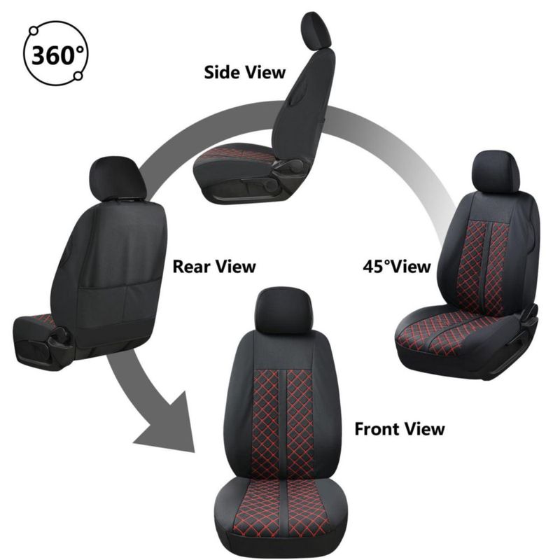 Fundas de asiento Truckiipa para Toyota Tacoma 2005‑2015 impermeables juego de 2 negro y rojo