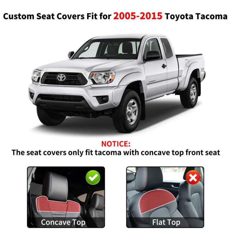 Fundas de asiento Truckiipa para Toyota Tacoma 2005‑2015 impermeables juego de 2 negro y rojo