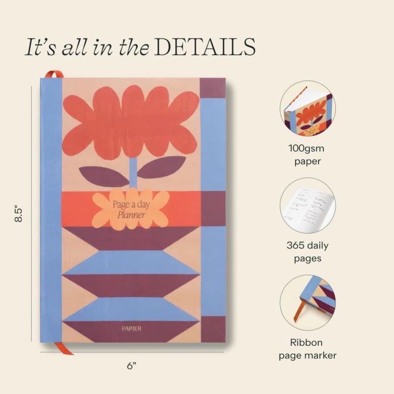 Planificador Diario A5 sin Fechas Papier – Tapa Blanda Floral