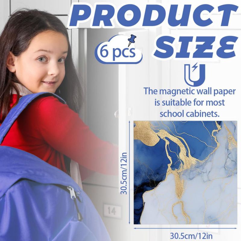 Papel tapiz Gosodeny 30 cm Azul y Dorado Mármol – Pack de 6