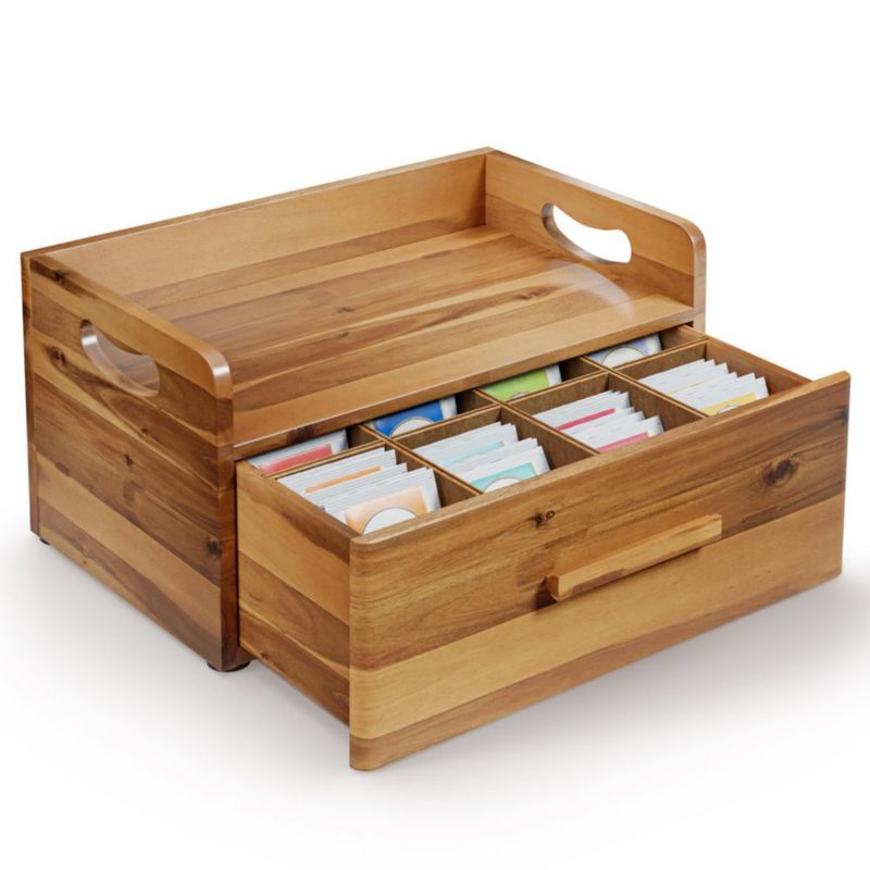 Caja de té Tinamo 33 cm de largo x 20 cm de profundidad madera de acacia con cajón