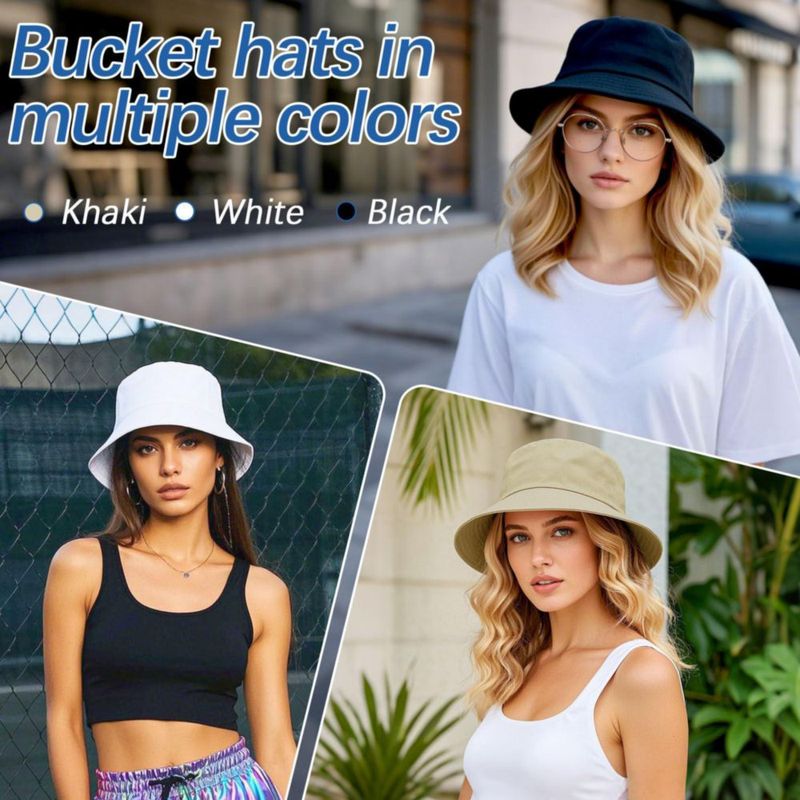 Gorras tipo bucket DASSNANE talla grande (blanco y negro) – Pack de 2