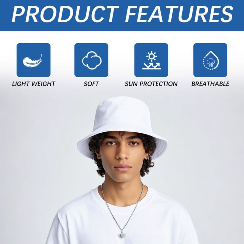 Gorras tipo bucket DASSNANE talla grande (blanco y negro) – Pack de 2