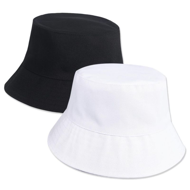 Gorras tipo bucket DASSNANE talla grande (blanco y negro) – Pack de 2