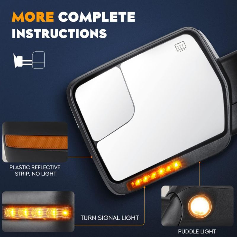Espejos laterales Aeagle para Ford F-150 2004‑2014 con ajuste eléctrico calefacción y acabado cromado