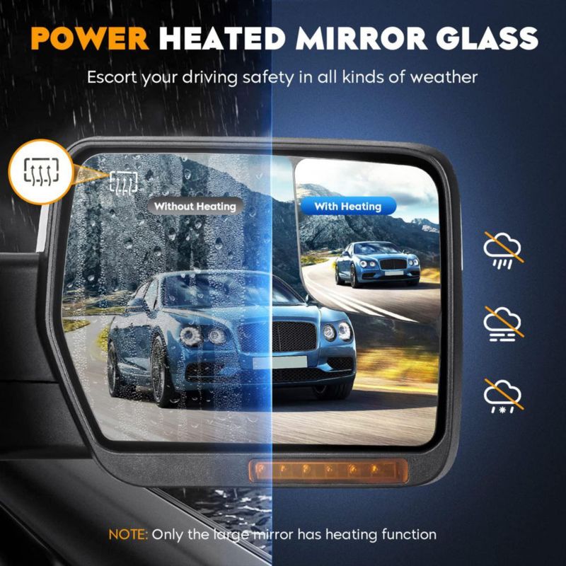 Espejos laterales Aeagle para Ford F-150 2004‑2014 con ajuste eléctrico calefacción y acabado cromado
