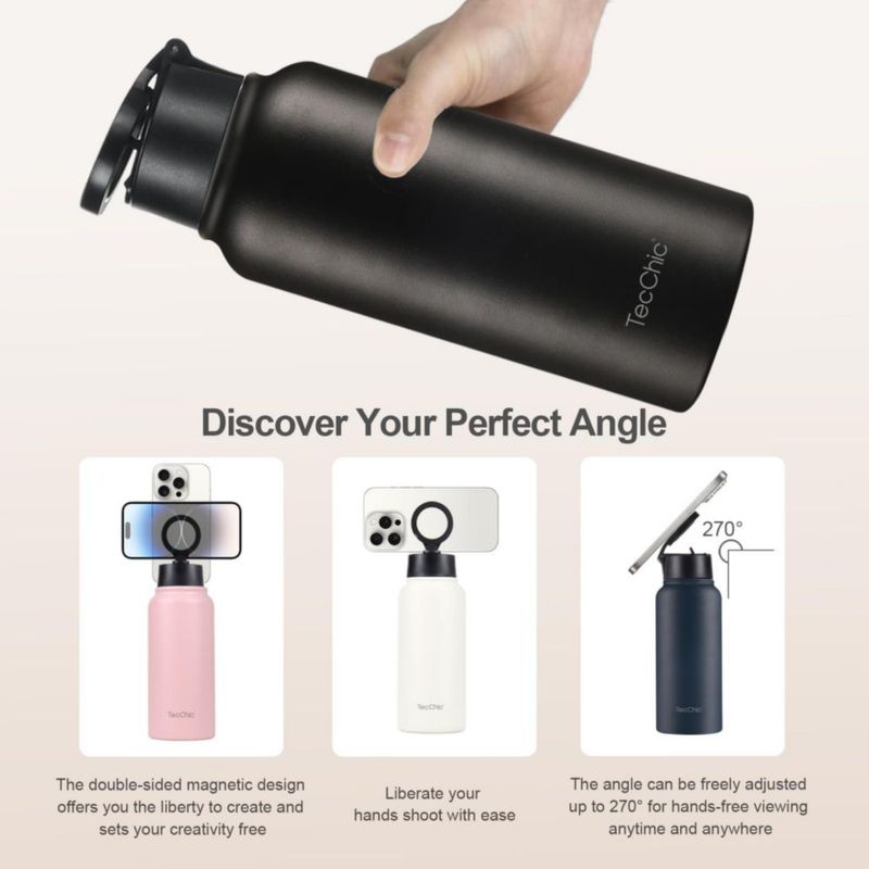 Botella de Agua TecChic 950 ml con Soporte Magnético MagSafe para Teléfono