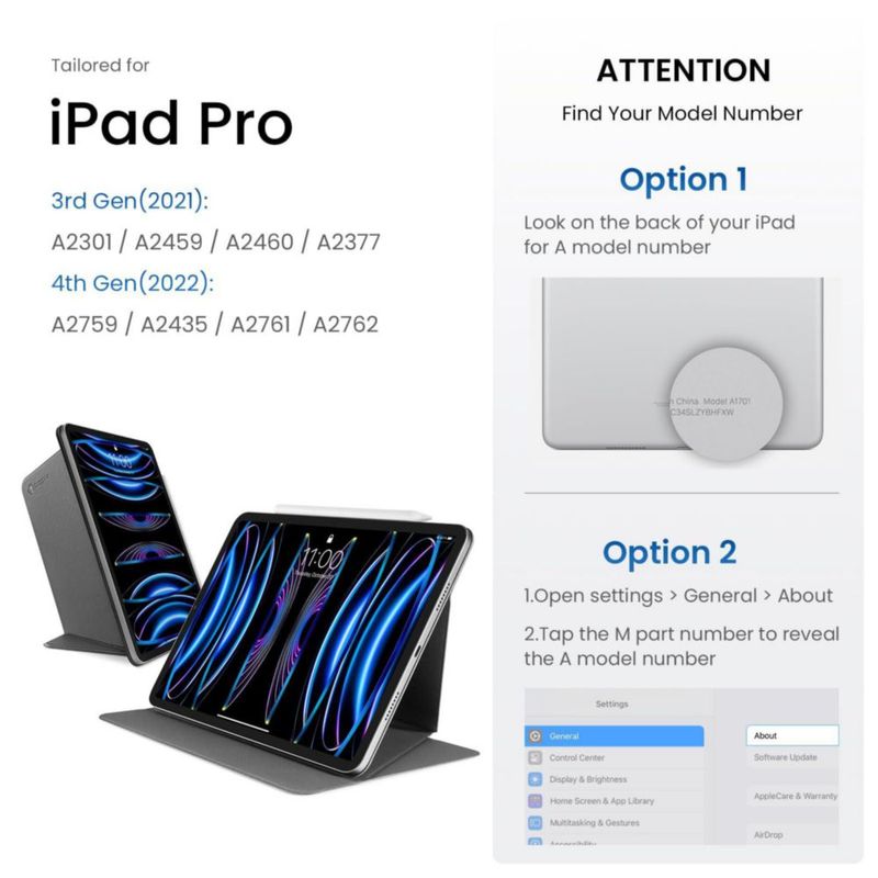 Funda vertical Smart Folio de 3 capas para iPad tomtoc