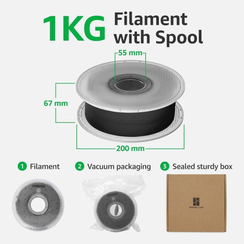 Filamento ABS BAMBULAB 175 mm 1 kg Blanco (40100)