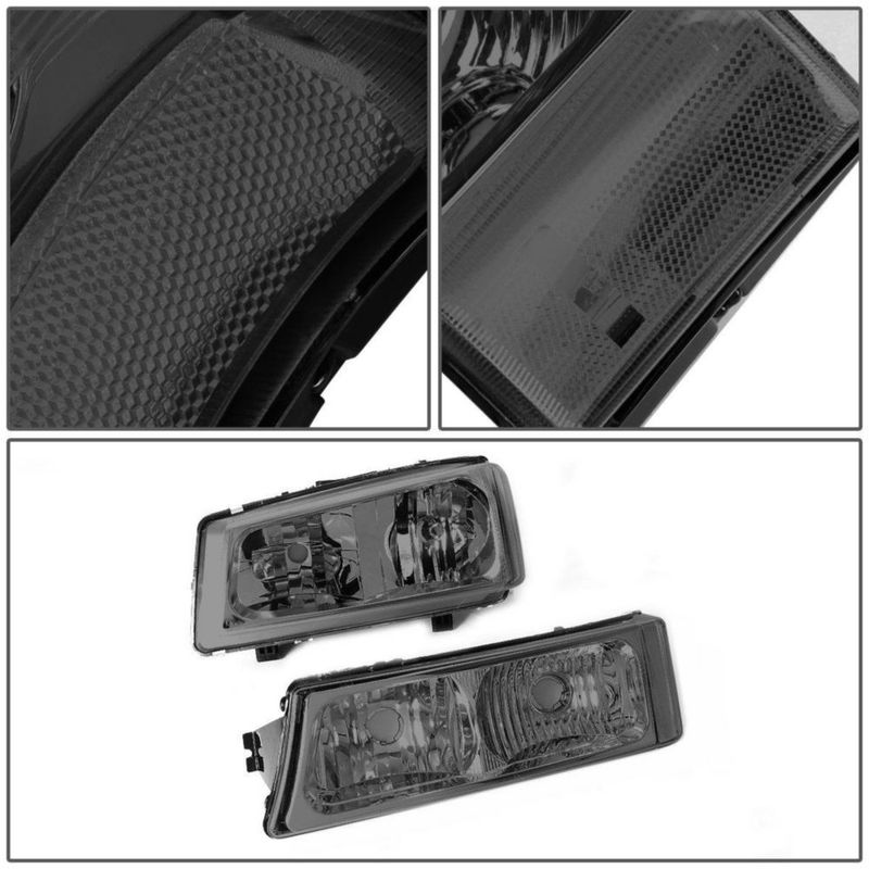 Par de faros DNA MOTORING para Chevy Silverado 03‑06 Ahumado/Claro