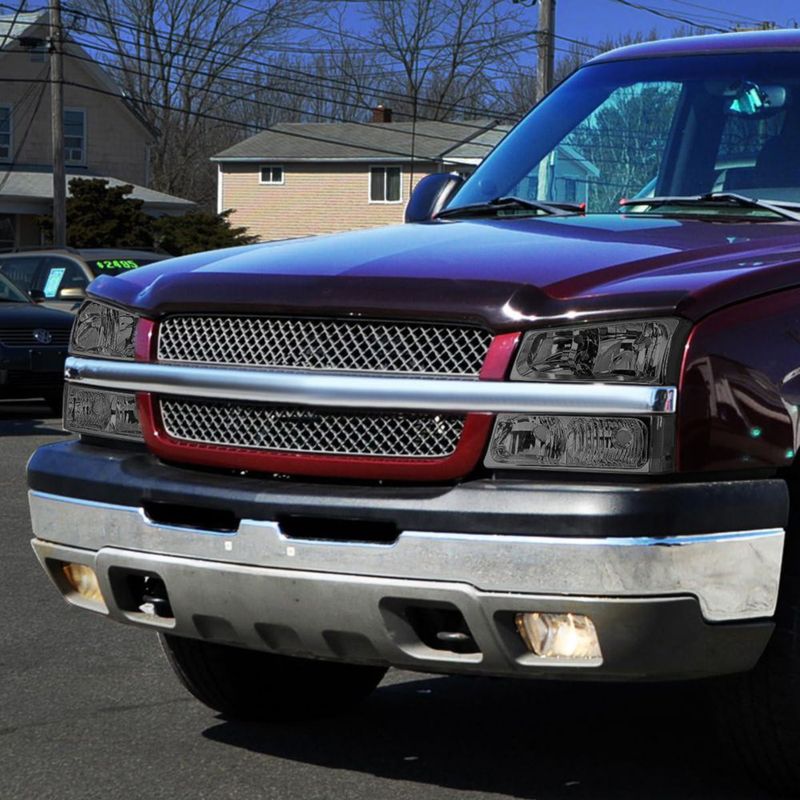 Par de faros DNA MOTORING para Chevy Silverado 03‑06 Ahumado/Claro