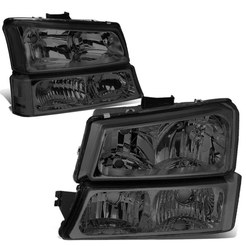 Par de faros DNA MOTORING para Chevy Silverado 03‑06 Ahumado/Claro