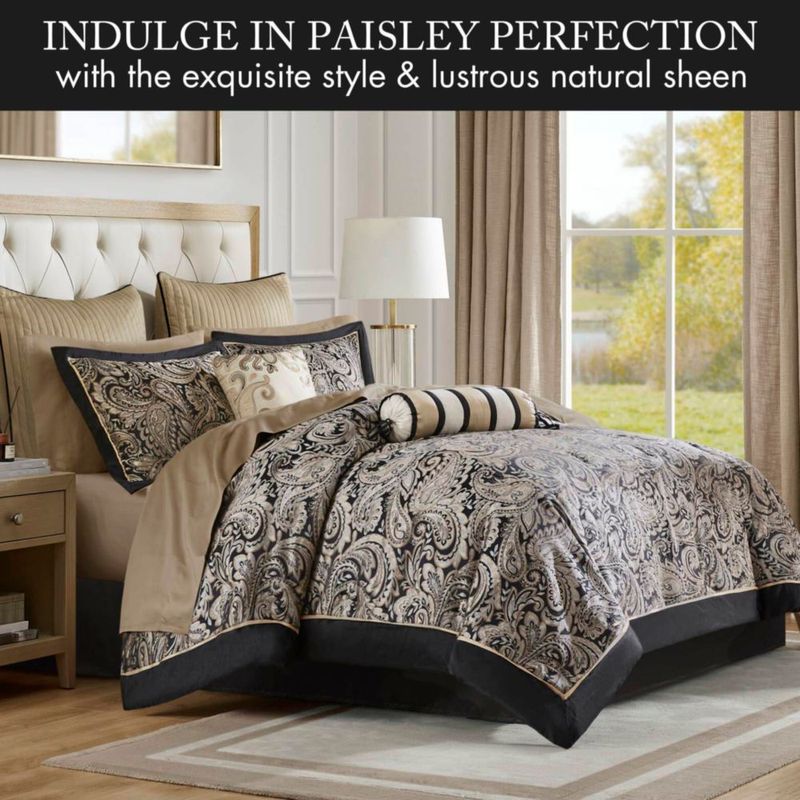 Juego de Edredón Madison Park Queen 12 piezas - Jacquard Negro