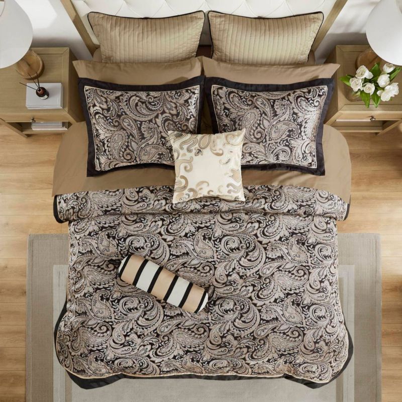 Juego de Edredón Madison Park Queen 12 piezas - Jacquard Negro