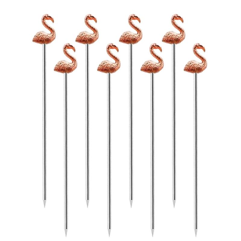 Brochetas Oggi Flamingo de Metal 115 cm (8 unidades) en Oro Rosa