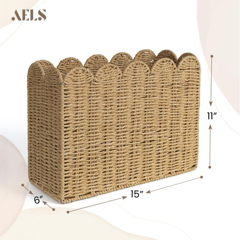 Cesta AELS 38x28x15 cm Tejida de Fibra Natural con Borde Ondulado
