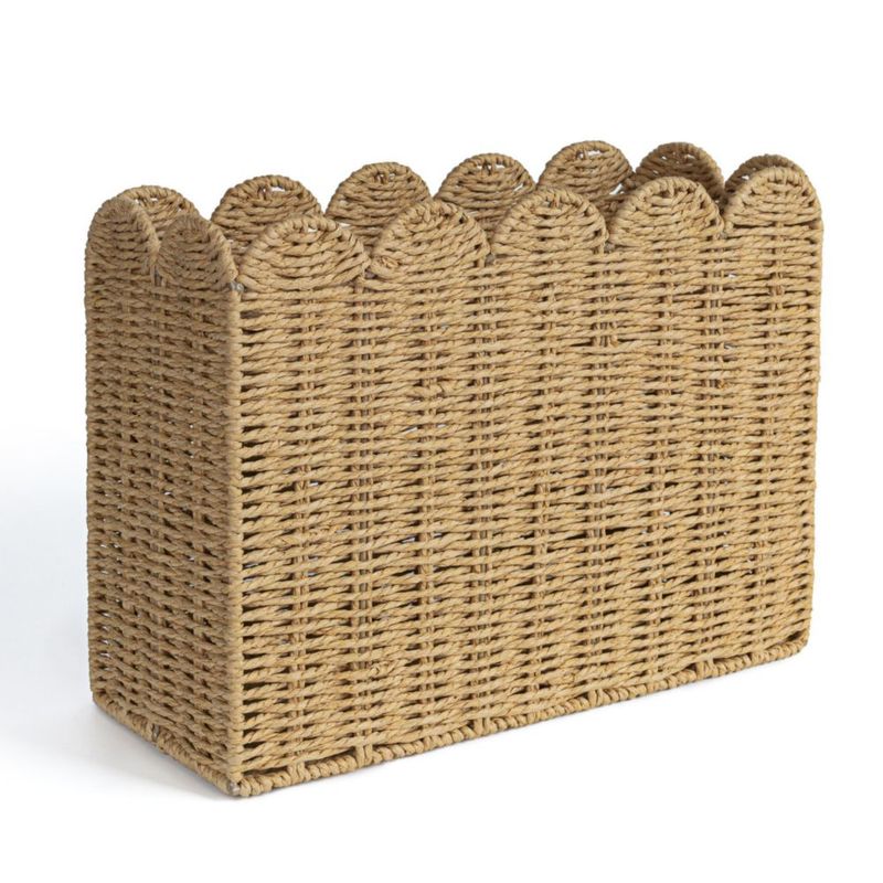 Cesta AELS 38x28x15 cm Tejida de Fibra Natural con Borde Ondulado