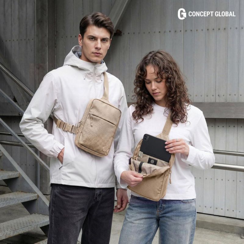 Mochila bandolera CONCEPT GLOBAL anti-robo RFID impermeable