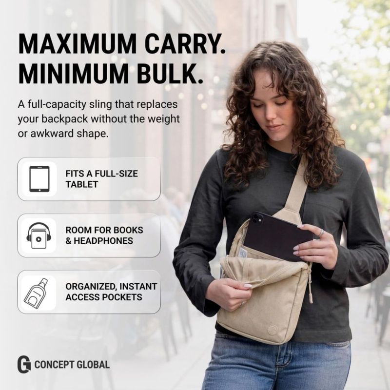 Mochila bandolera CONCEPT GLOBAL anti-robo RFID impermeable