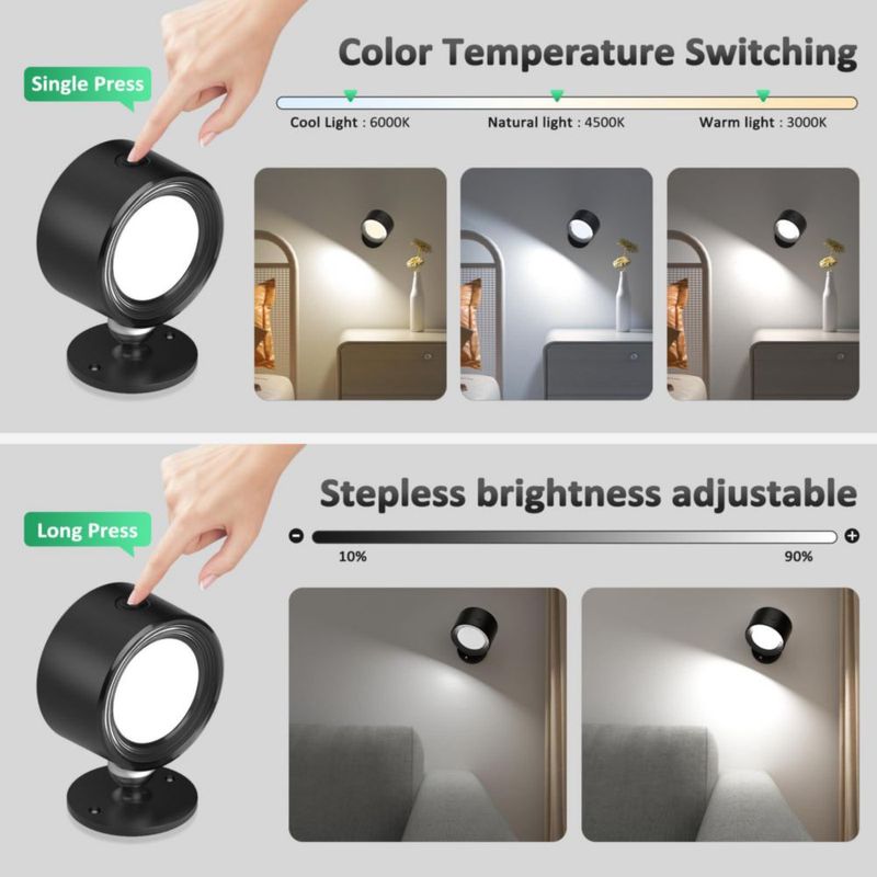 Luz de pared Racokky LED recargable con control remoto