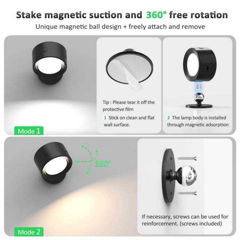 Luz de pared Racokky LED recargable con control remoto