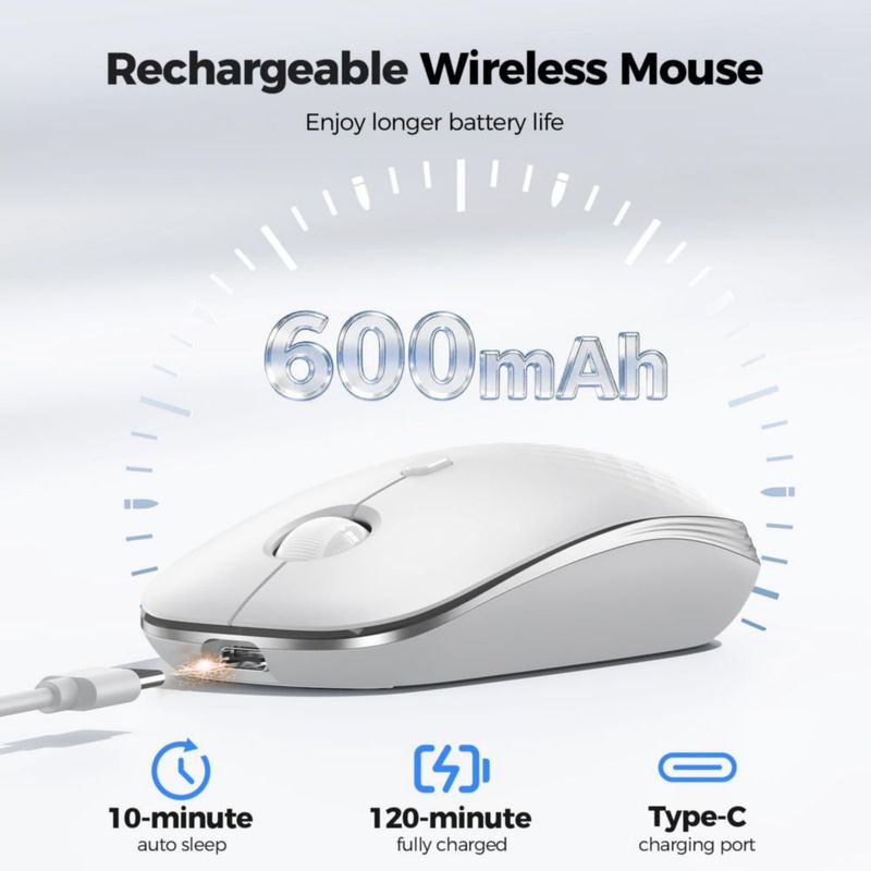 Ratón inalámbrico TECKNET 2.4 GHz recargable silencioso