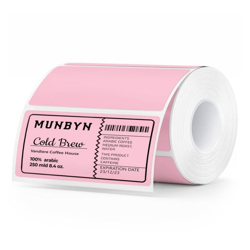 Etiquetas térmicas MUNBYN 4x2" 500 hojas/rollo rosa