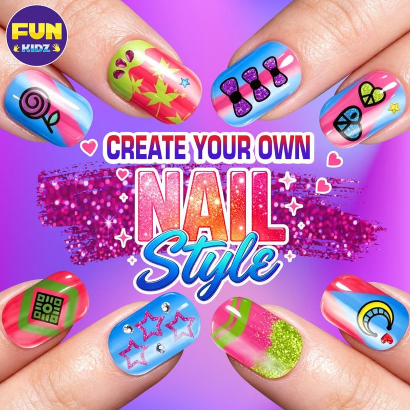 Set de Uñas FUN KIDZ Edades 7-12 – Kit de Pegatinas con Brillo