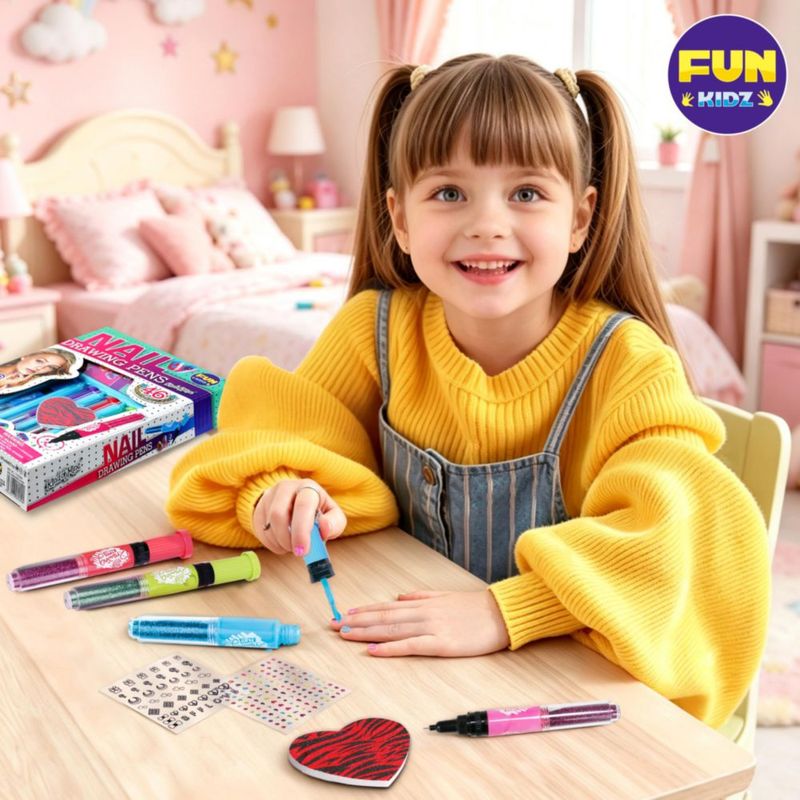 Set de Uñas FUN KIDZ Edades 7-12 – Kit de Pegatinas con Brillo