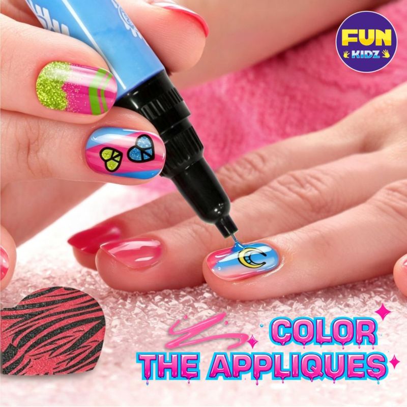 Set de Uñas FUN KIDZ Edades 7-12 – Kit de Pegatinas con Brillo