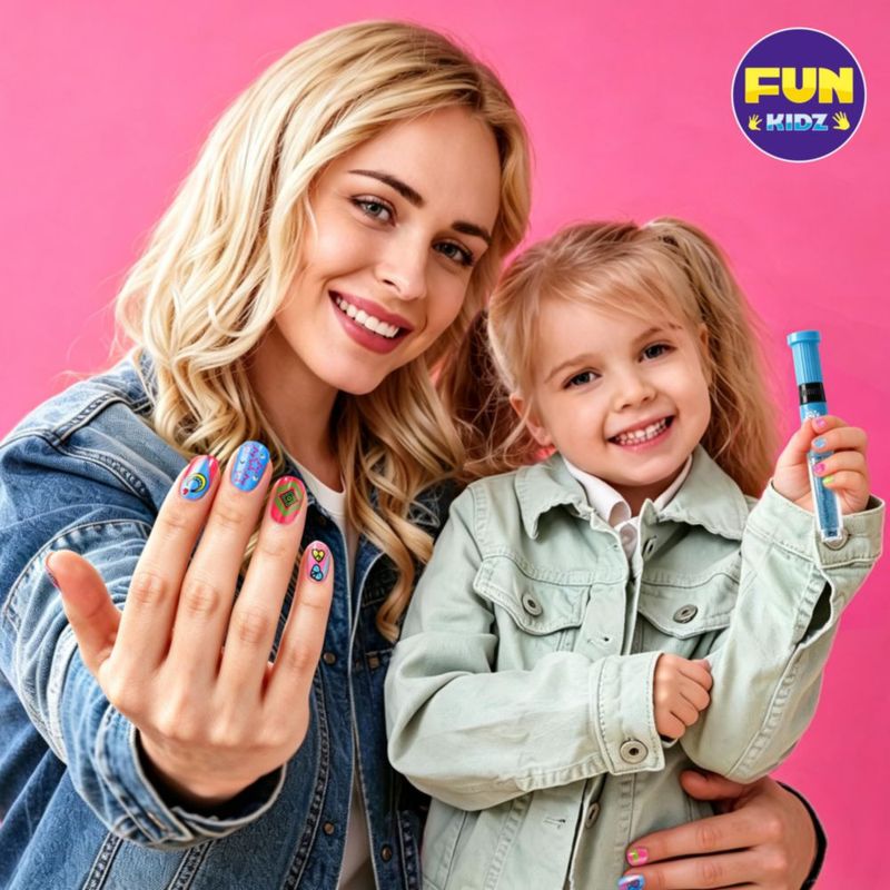 Set de Uñas FUN KIDZ Edades 7-12 – Kit de Pegatinas con Brillo