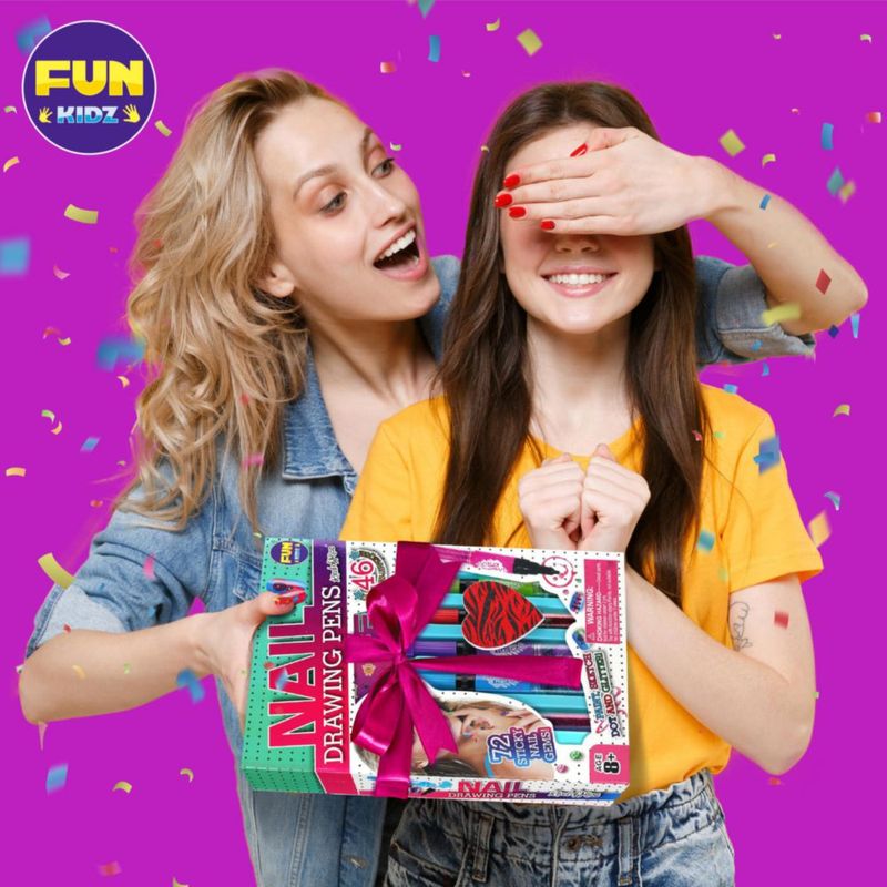 Set de Uñas FUN KIDZ Edades 7-12 – Kit de Pegatinas con Brillo