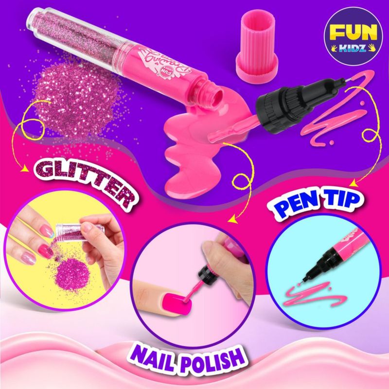 Set de Uñas FUN KIDZ Edades 7-12 – Kit de Pegatinas con Brillo