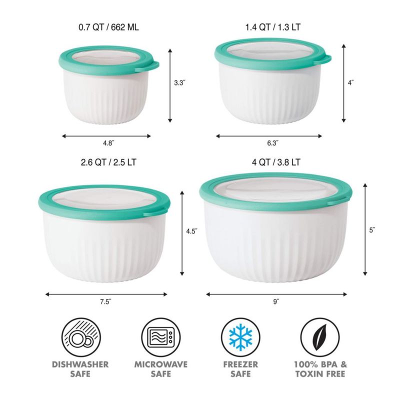 Contenedor de Alimentos Oggi 1.4 L Blanco/Acuático Apto para Lavavajillas