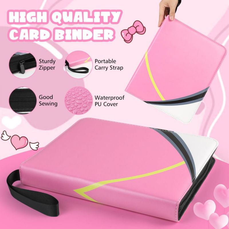 Carpeta de cartas LIMSTDIC 720 bolsillos 3 anillas rosa