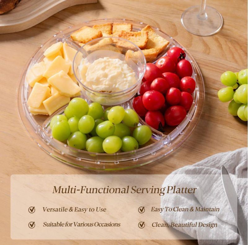 Soporte para pastel HBlife de 31 cm con tapa 6‑en‑1 acrílico